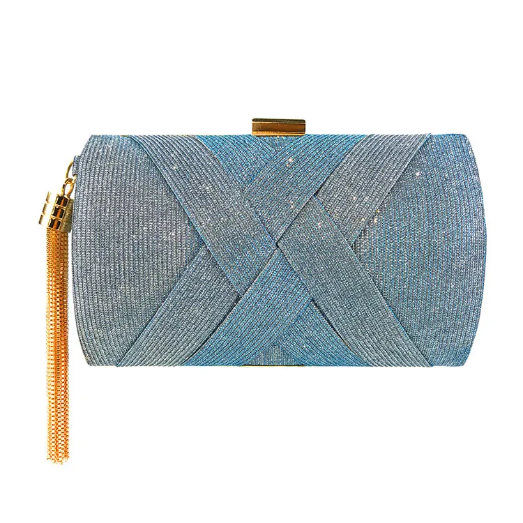 

Manufacture supply luxury ladies fashion trendy tassel pendant glitter clutch evening bag, Picture
