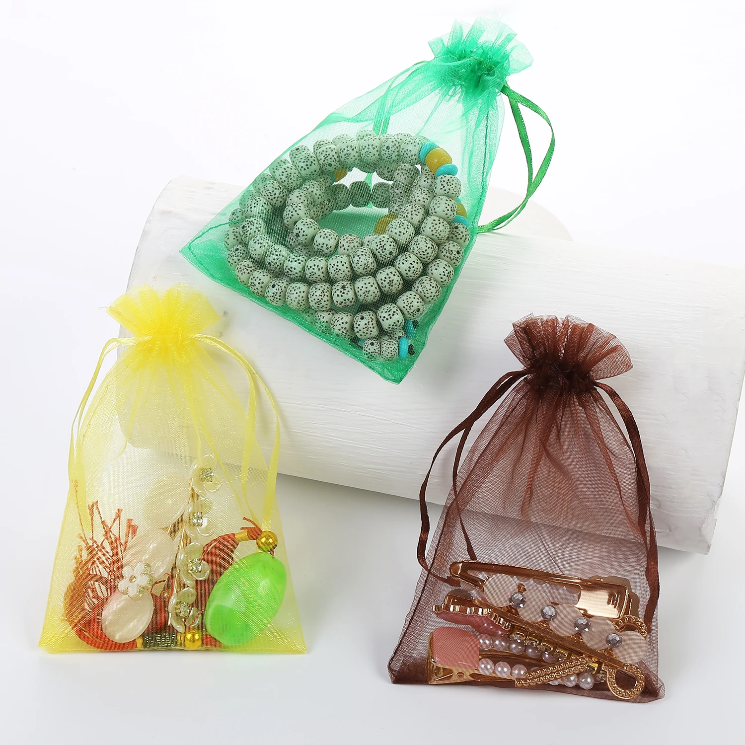 

25*35CM Multicolor Drawstring Receive Bags Custom Toiletry Pouches Blings Organza Bags