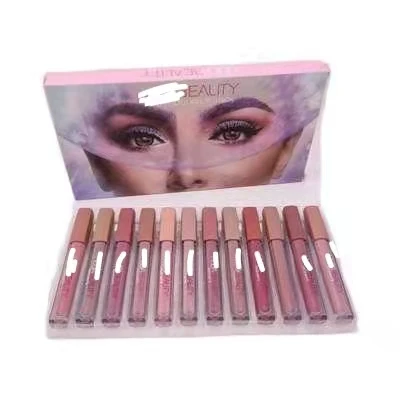 

New 12 Color 2 In 1 Lipstick Lip Gloss Retrograde 12 Lip Gloss Matte Long Lasting Non-Stick Cup Lipstick