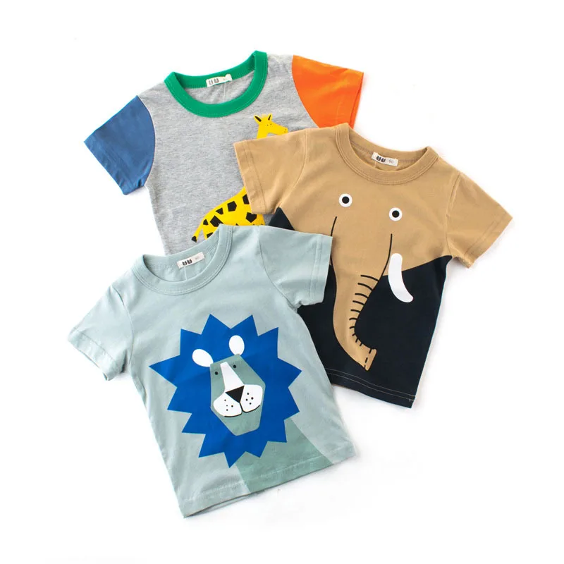 

Boys T-shirt Summer Children Tops Clothing Cotton Animal Print Short Sleeve T Shirts Kids 2-8 Years, 3 color