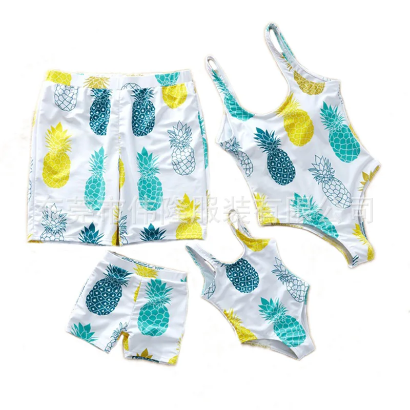 

2020 Family Matching Men Shorts Swimsuit One-Pieces Women Kid Boy Baby Girl Swimwear Boy Swim Trunk Family Party Bathing Suit