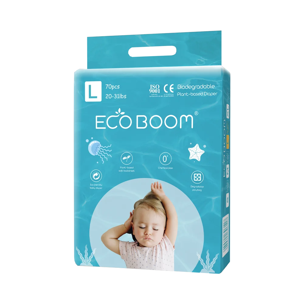 

ECO BOOM L size Absorbency 700ml cloth feels wholesale disposable bamboo fiber diapers for baby ecological