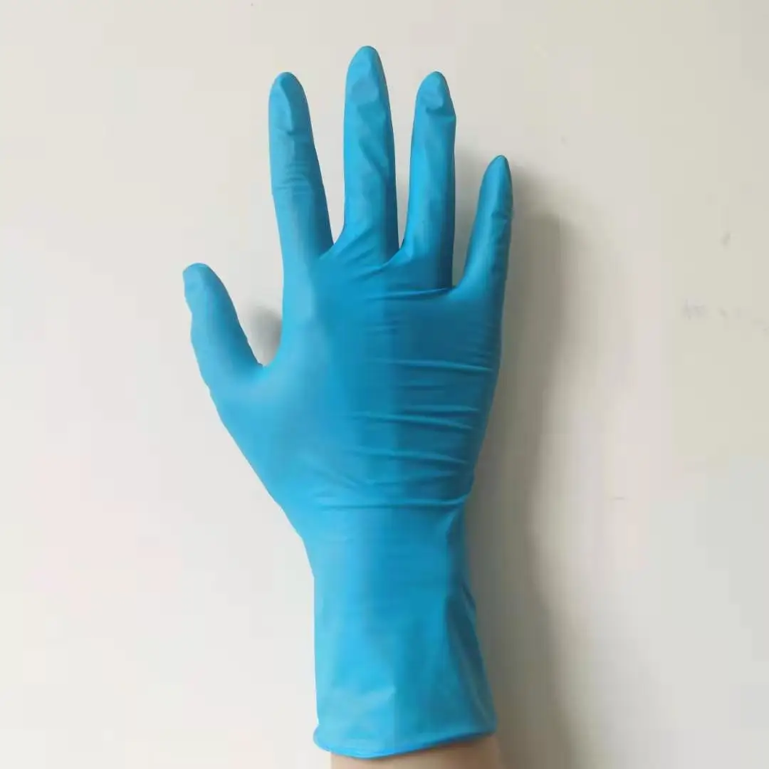 

YJ12 Blue Gloves Powder Free Disposable NItrile gloves, Blue white