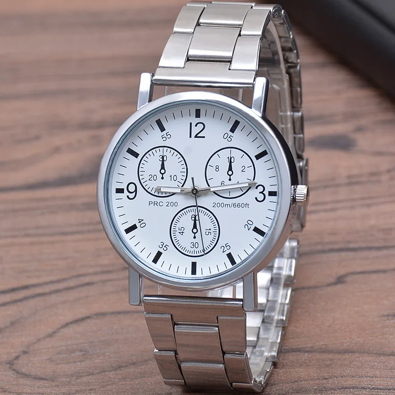 

Leisure Stainless Steel Clock Chronograph Automatic Movement Blu-ray Frp Band Watch Men Automatic Quartz Watch, Black,white