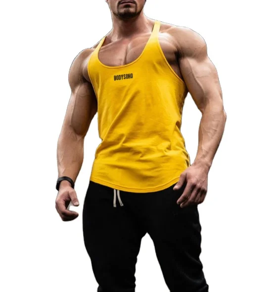 

Custom Fitness Stringer 100% Cotton Material Mens Gym Vest Tank Tops Bamboo Organic Tank Top Streetwear