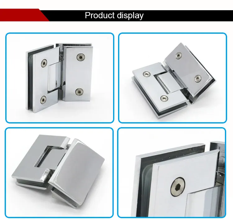 Refined stainless steel chrome glass hinge shower hinge automatic glass to glass door hinge