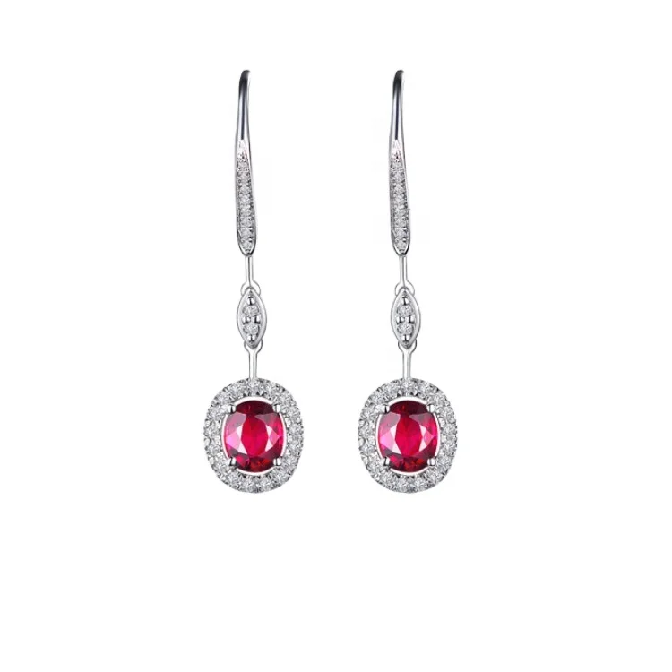 

Fashion women's jewelry platinum earrings ruby earrings colored gemstone pendant earrings wholesale, Picture