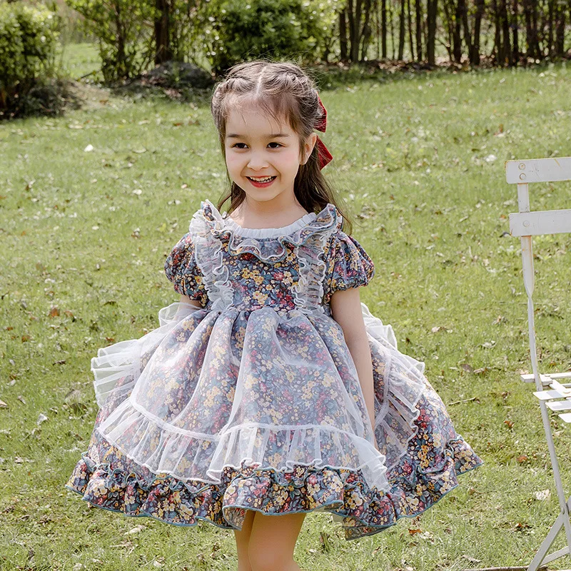 

422117 summer vintage flower little toddler baby girls spanish dresses party fashion wholesale children's clothes boutiques, Vintage kids clothing