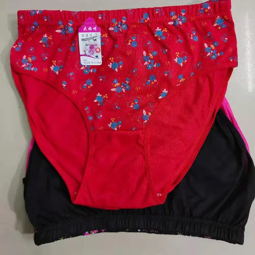 

0.3 usd NK370 china New Arrival deep colour women flower print mommy panties for fat women wear, Mix color