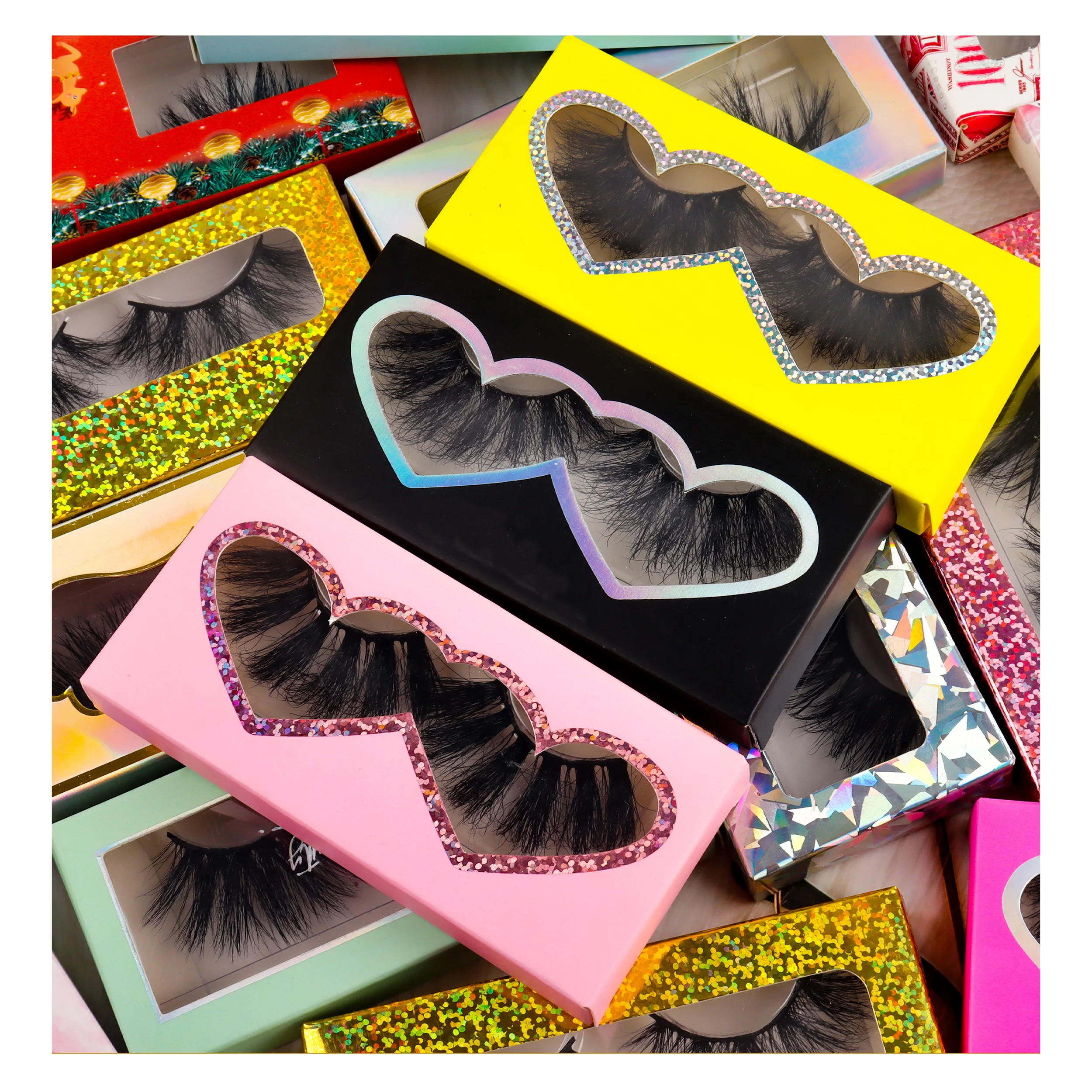 

Wholesale 3D Strip Faux mink Eye Lashes Vendors 25mm Faux mink Lashes and Private Label vegan faux mink Eyelashes, Black