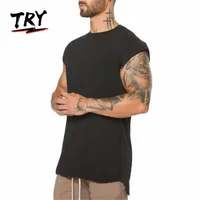 

95% cotton 5% spandex sportswear for gym fitness running black blank sleeveless tee men's t-shirts