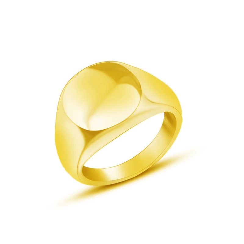 

Smooth surface custom name stainless steel ring men women statement chunky gold jewelry wholesale
