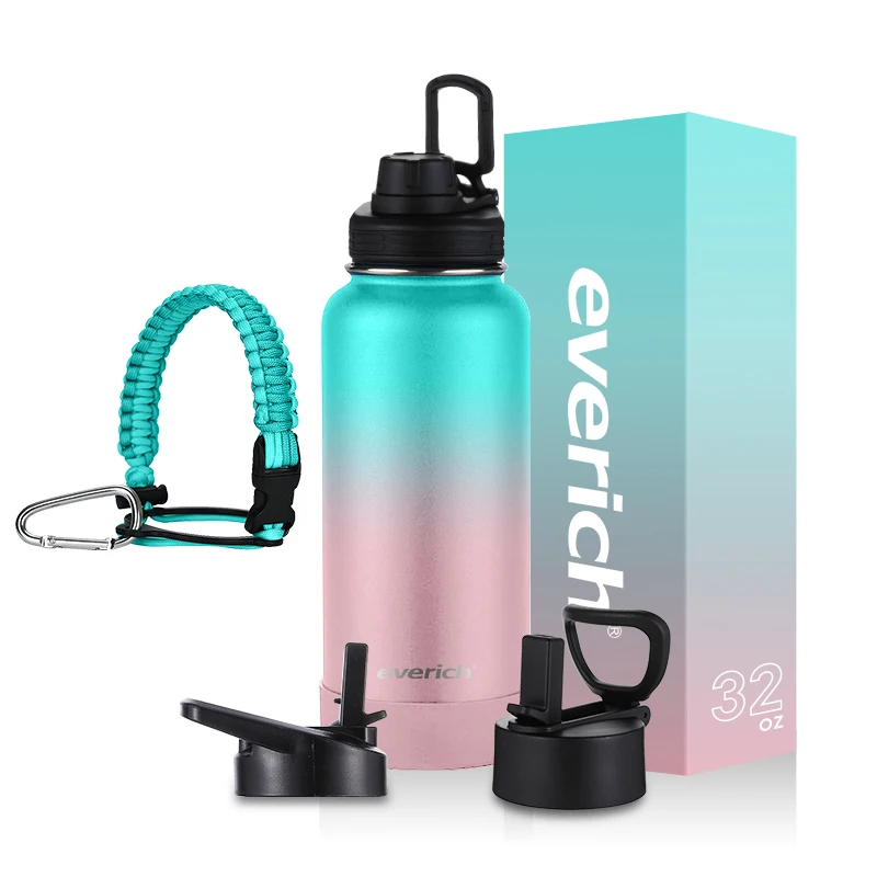 

32oz Leak Proof Vacuum Insulated Stainless Steel Bottle with Straw Lid for Gym Travel Camping BPA FREE color box powder printing