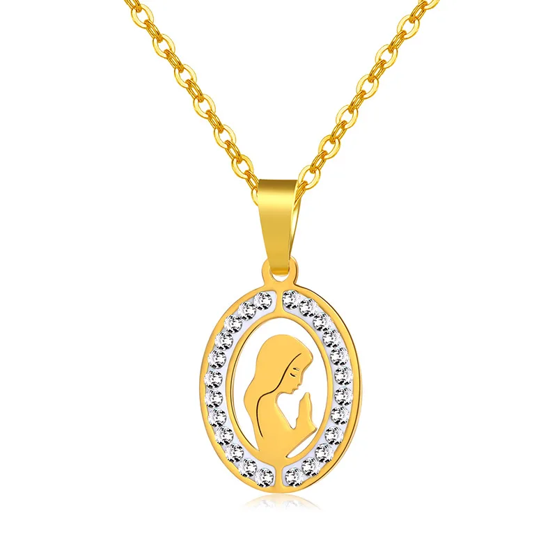 

New Fashion Lady Stainless Steel Virgin Mary Pendant Necklace Female Jewelry Wholesale, Picture shows