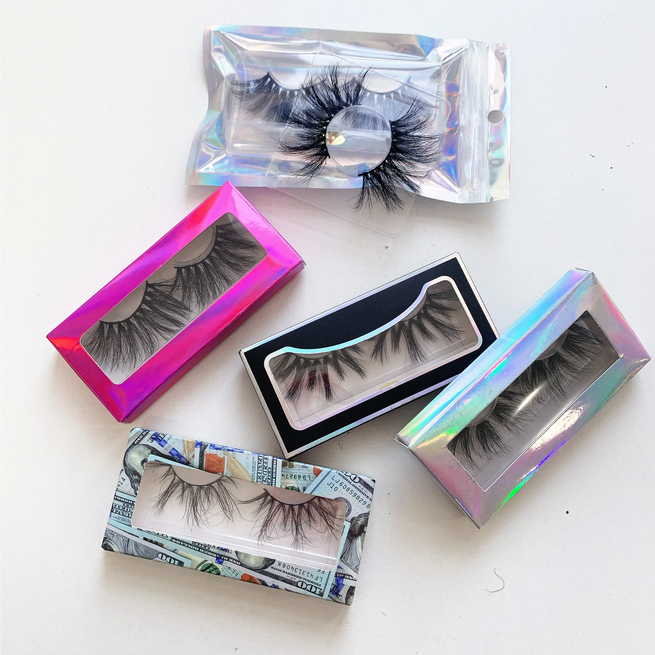 

2021 Wholesale fluffy mink lashes Private Label 3D Mink Eyelashes Custom Packaging Box fluffy mink 25mm eyelash, Black color