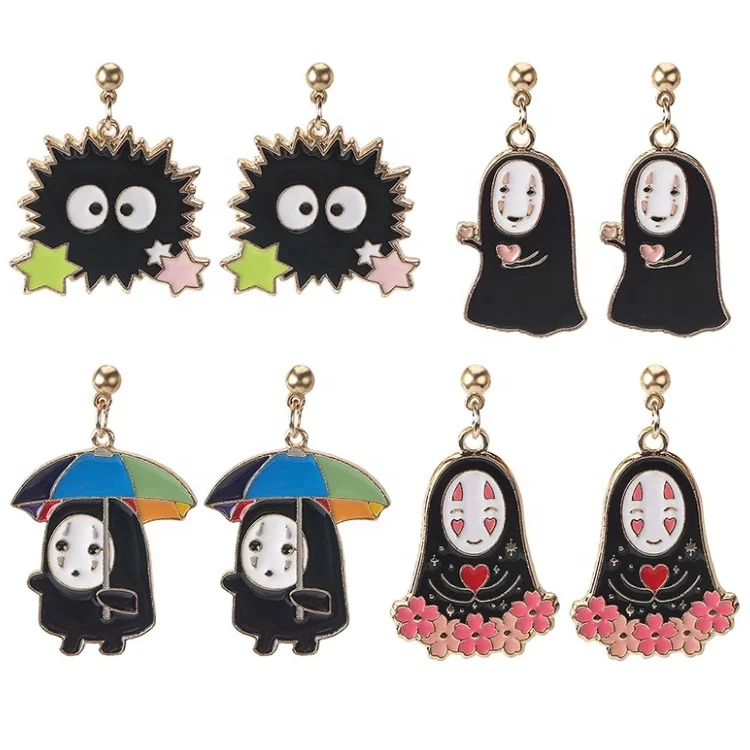 

Cartoon Anime Spirited Away Ghost Earrings Fashion Creative Personality Alloy Stud Earrings Earrings Jewelry Gifts, Black