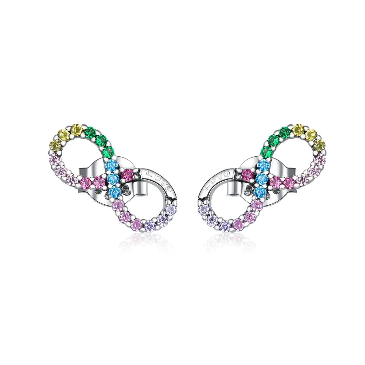 

Real 925 Sterling Silver Infinite Love Stud Rainbow Earrings