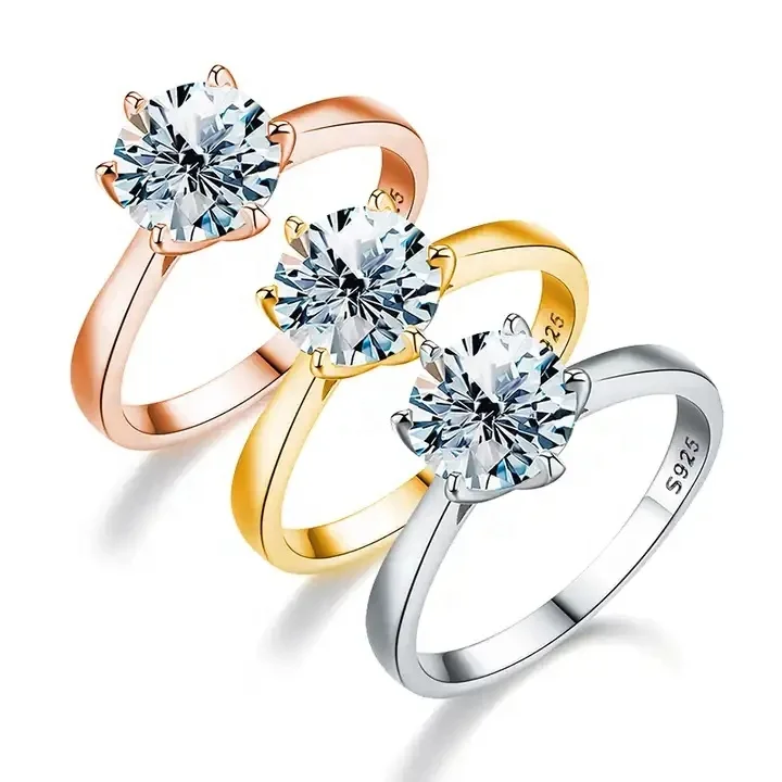 

VVS custom gra certified diamond moissanite ring 925 sterling silver 14k 18k gold 0.5 1 2 ct carat for women wedding Jewelry set