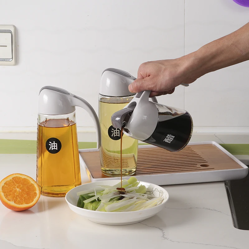 

Automatic Kitchen Cooking Tools Oil Dispenser Oil And Vinegar Glass Bottle, White