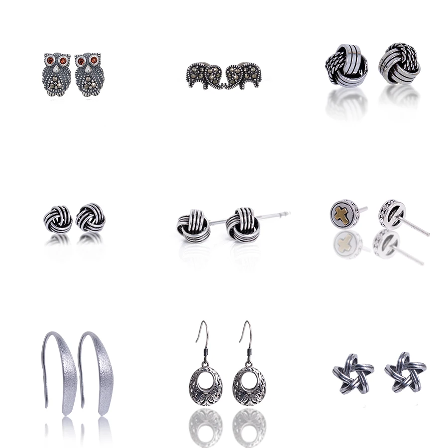 

New arrival high quality vintage Thai Jewelry Wholesale fashion jewelry 925 sterling silver stud silver earrings for women, Picture shows