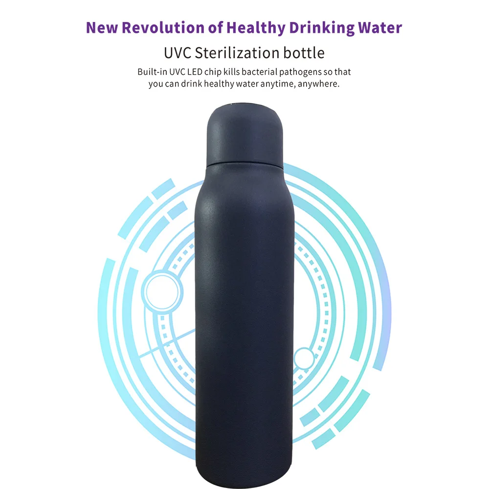 Amazon hot selling Factory OEM 600ml UVC Sterilization Self-cleaning Water Bottle