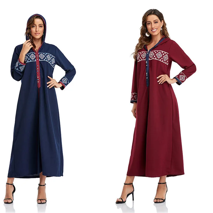 

GH-XG2014 Saudi Arabia Long Maxi Jalabiya Robe Femme Arabe Hooded Abaya Islamic Muslim Dress