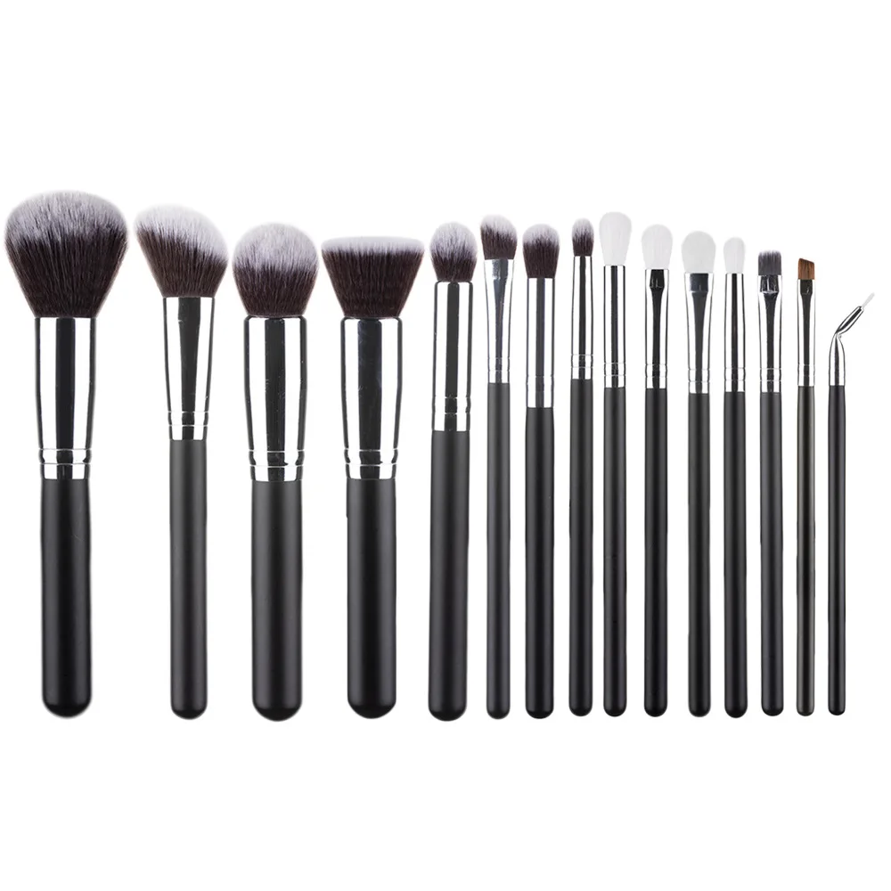 

2021 Professional 15pcs Makeup Brush Set Private Label Make Up Brushes Personalized Makeup Brush Set, Black