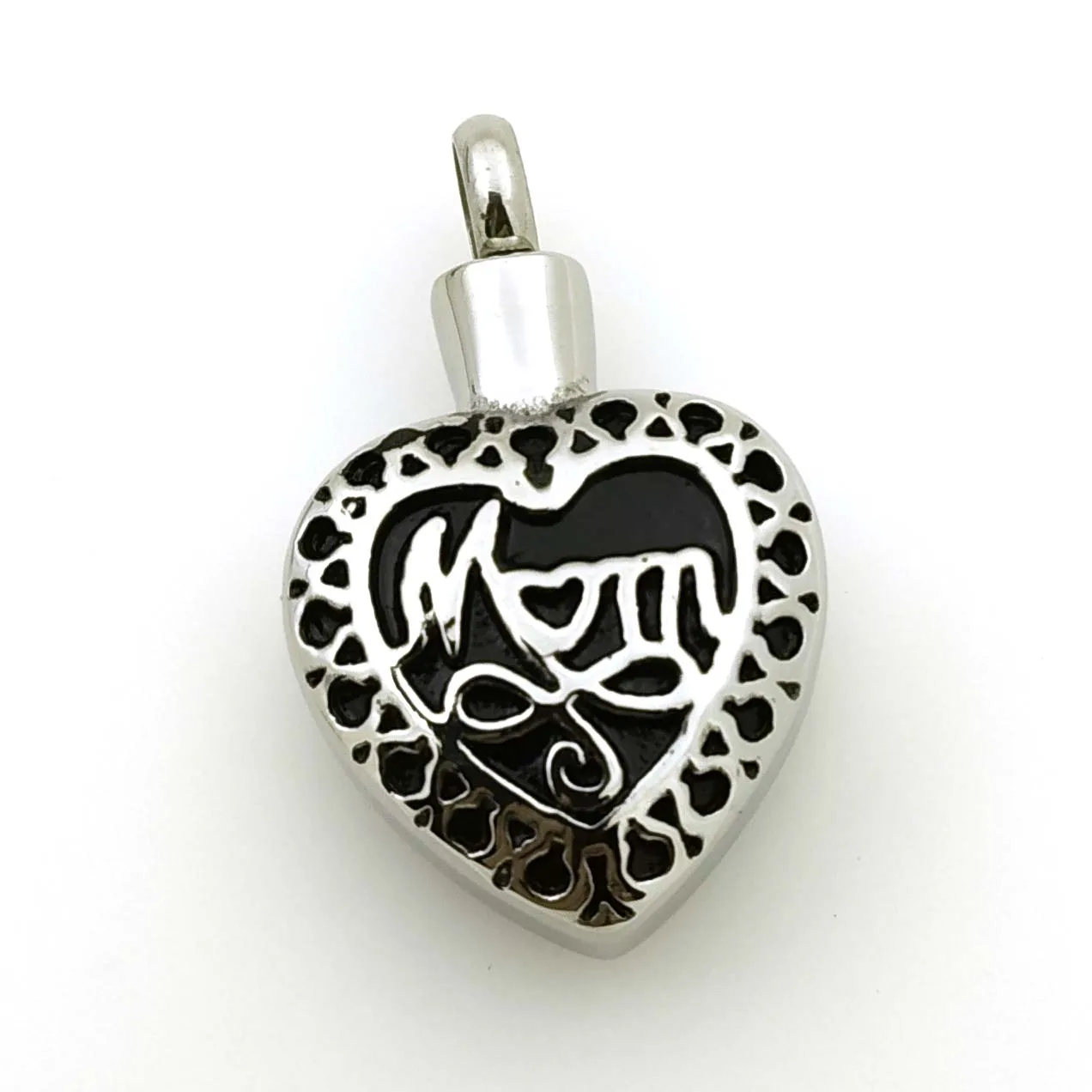 

Mom Heart Urn Keepsake Memorial Cremation Jewelry Ashes Necklace, As picture