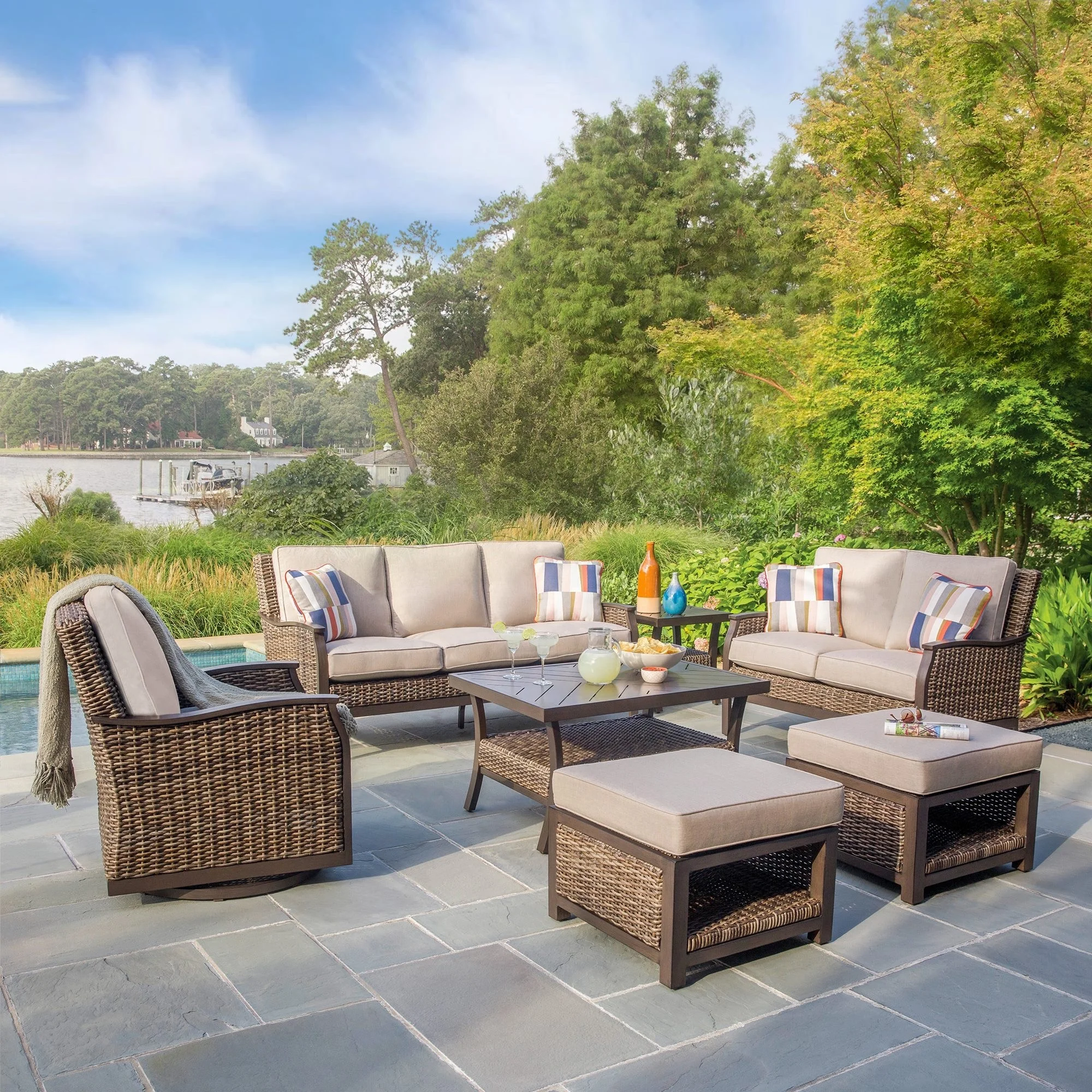 
Luxury Hotel Outdoor Leisure Furniture Garden Rattan Wicker Sofa Sets 