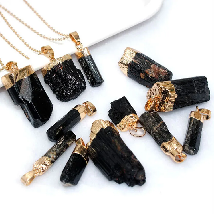

Wholesale powerful energy healing stone pendant link chain choker for unisex Spot New Black Tourmaline Necklace