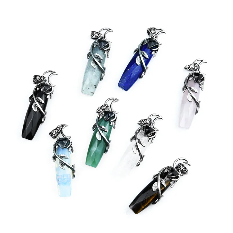 

Wholesale Natural Crystal Faceted Mixed Shape With Leaves Pendant