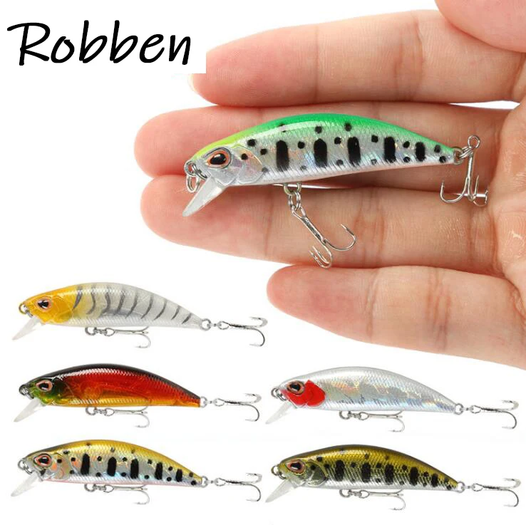 

Robben 50mm 5g Sinking Minnow fishing lures Mini Minnow Treble Hook Artificial Bait, 15 colors