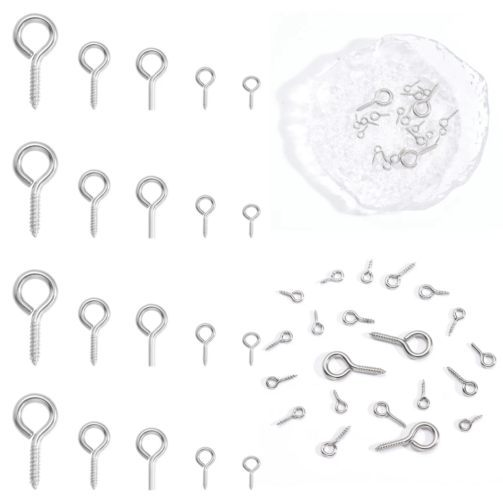 100pcs/bag Small Tiny Mini Eye Pins Eyepins Hooks Eyelets Screw Threaded Gold Clasps Hooks Jewelry Findings for Making DIY