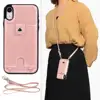 Cell phone case shoulder strap for Apple iPhone x, Chain Strap PU Leather Wallet Case for iPhone 11 PRO MAX