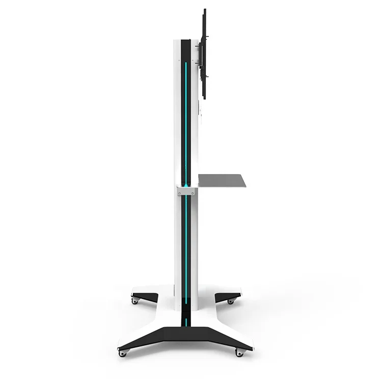 
Height adjustable 43 inch display stand mobile floor stand trolley with led lamp 