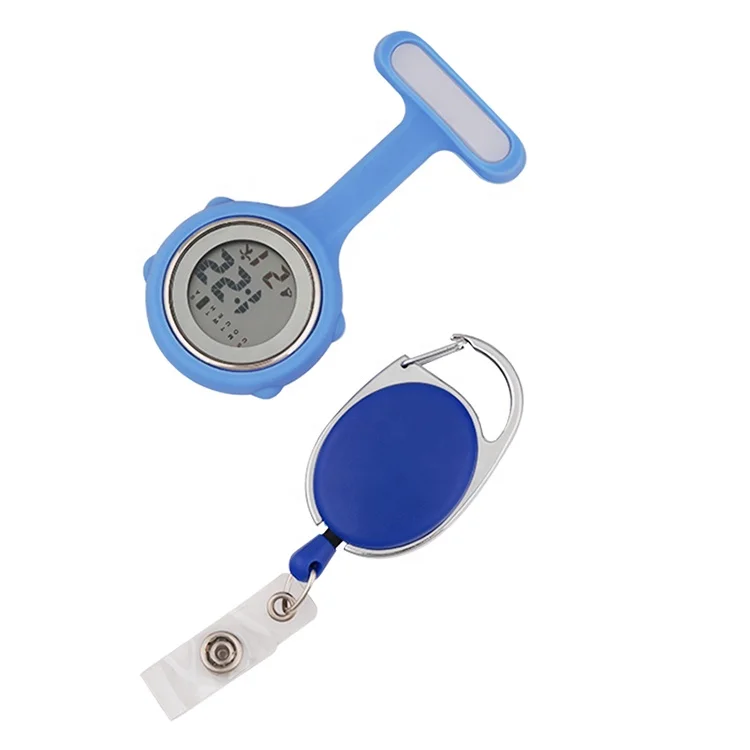 

2021 New Design Custom Empty Silicone Pocket Brooch Digital Watch and Easy Pull button For Nurse, Customized