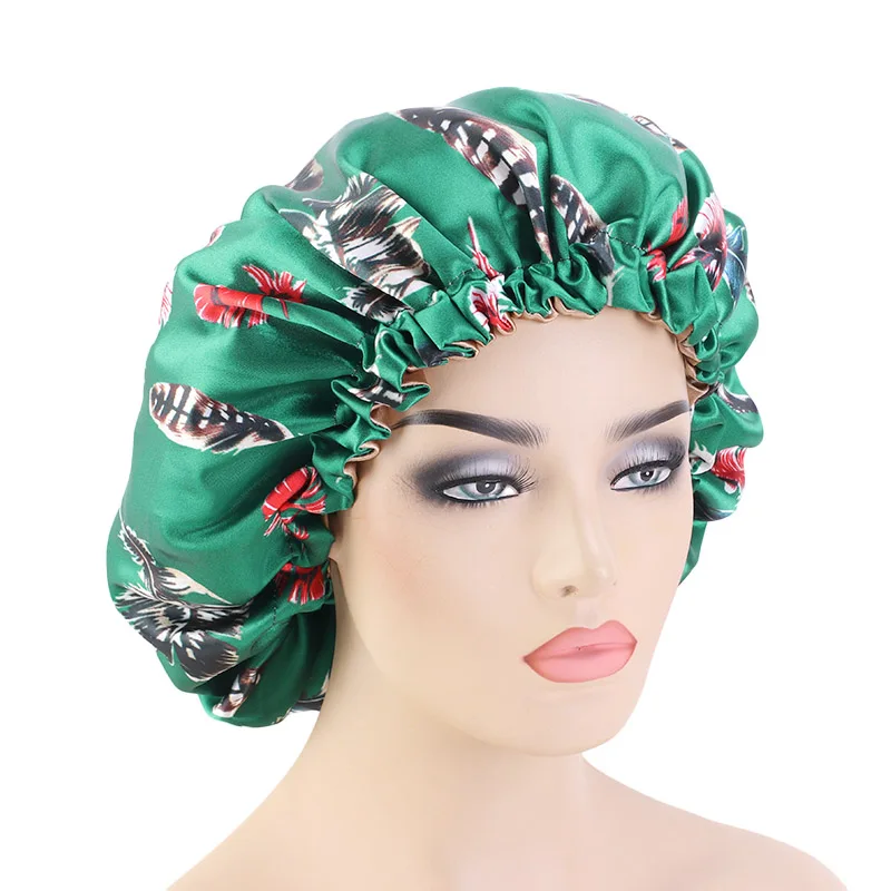 

Fashion Custom Designer Adjustable Size Designer Double Layer Silky Hair Wrap Cap Satin Bonnets Hijab For Women