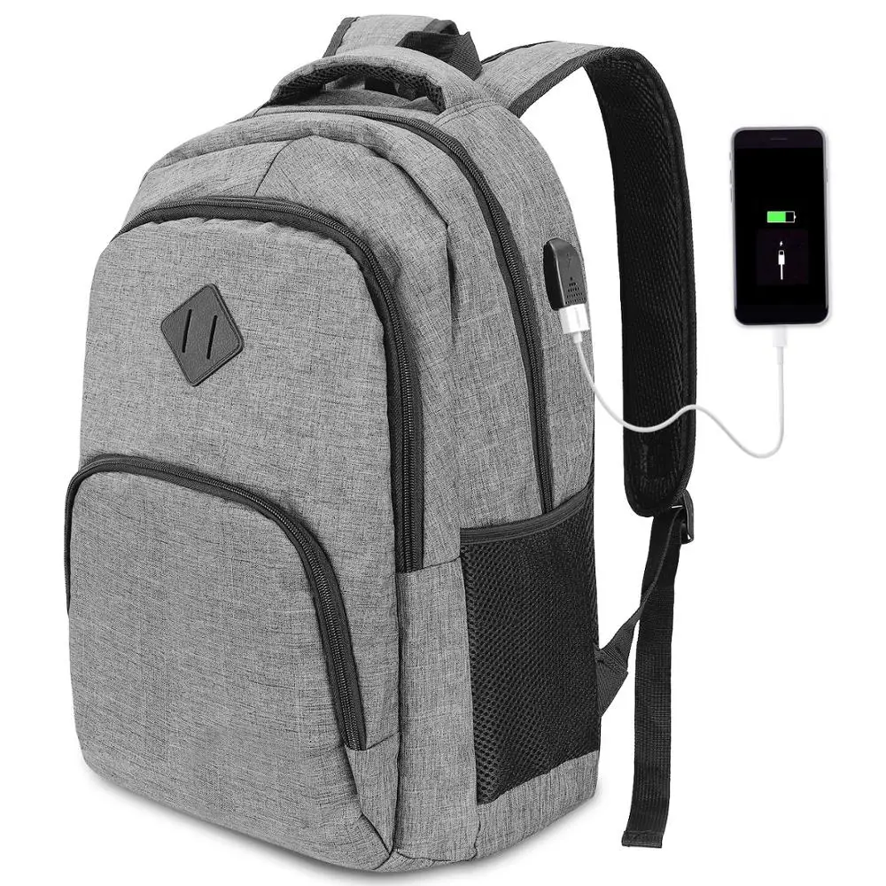 

Fashionable Computer Backpack With USB Charging Waterproof Multifunction Laptop Backpack, Grey,customized color is available