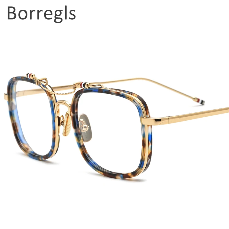

Borregls Acetate Optical Glasses Frame Men Square Prescription Eyeglasses Women Myopia Spectacles Stainless Steel Eyewear 150247