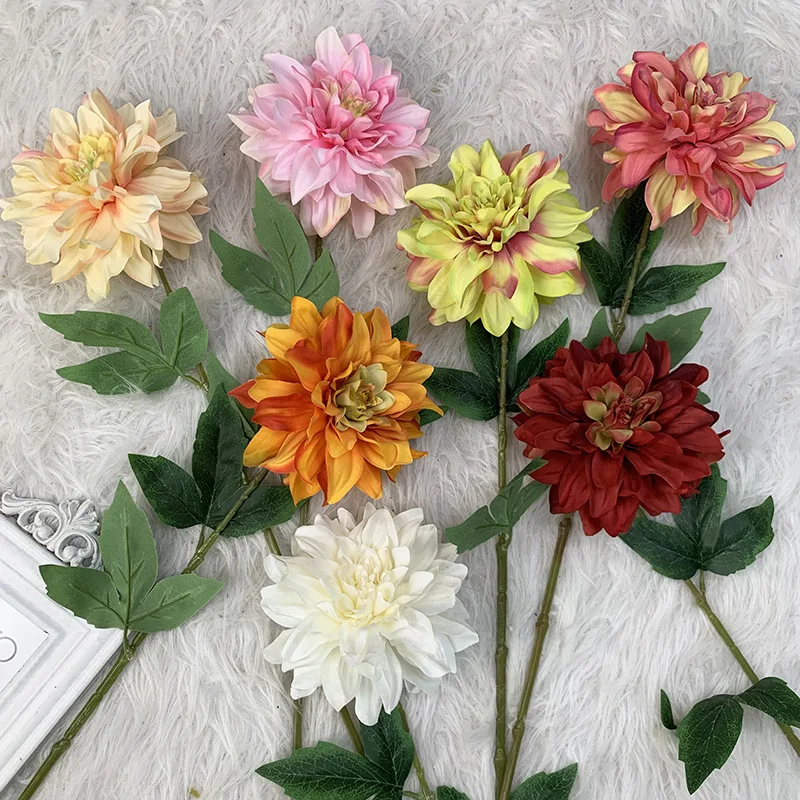 Image of SN-V243 Wedding Party Home Festival Decoration Bridal silk white artificial Dahlia Flowers