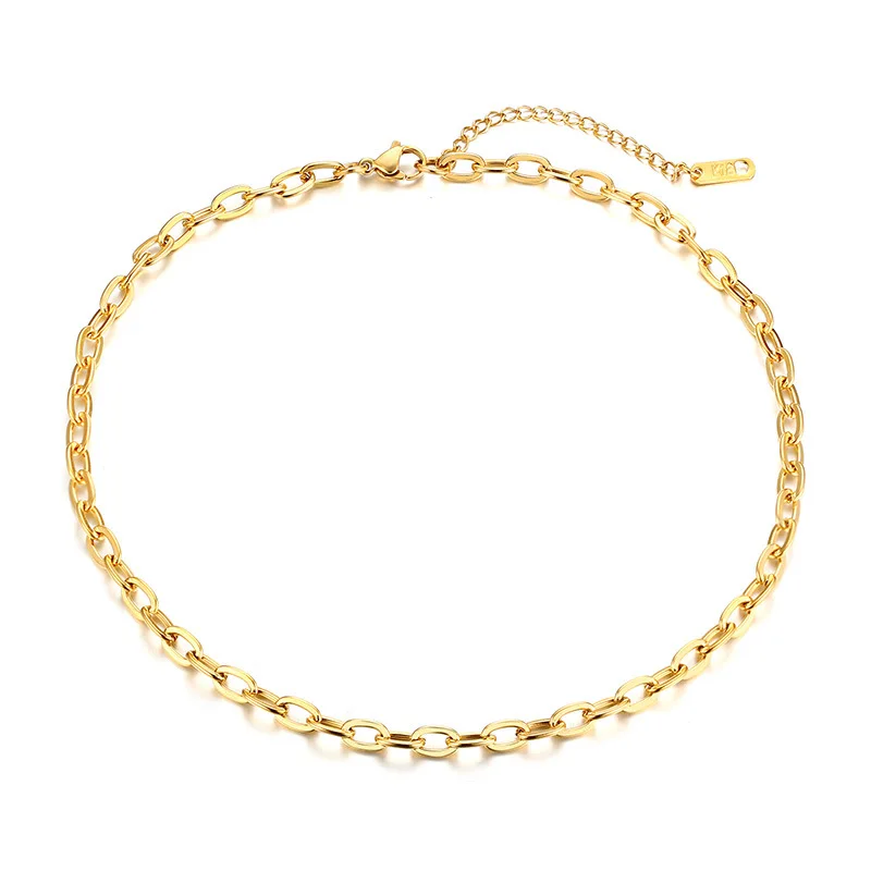 18K Gold Plated Link Chain Choker Necklace Design Jewelry Wholesale