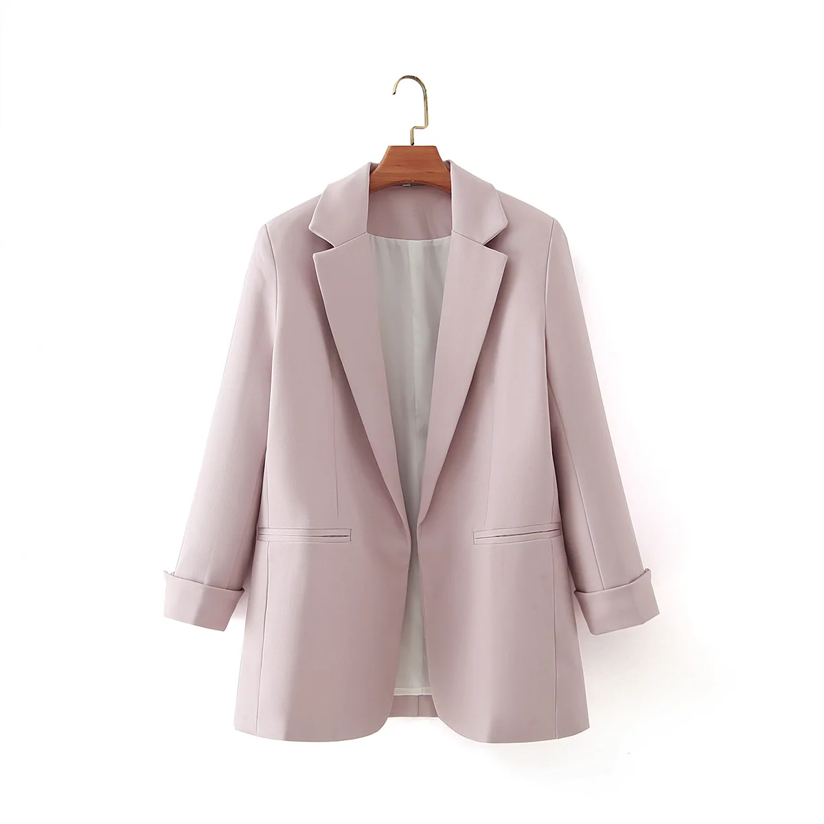 

or10985h Spring and autumn small suit jacket women's long suit loose casual women's coat, Black,white,pink