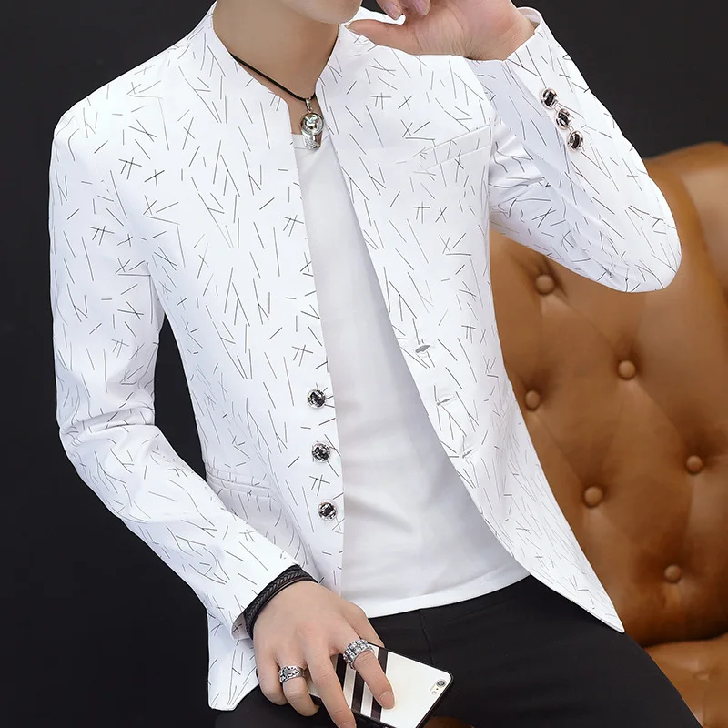 

M~ 2XL 3XL Chinese Style Mens Slim Fit Blazer Men Design Plus Size Tunic Man Casual Male Slim Fit Suit Jacket Singer Costume
