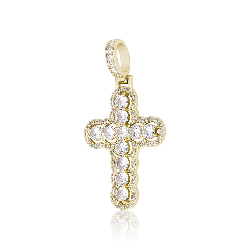 

Faith Symbol Double Zircon Full Cross Pendant Vintage Rap Hip Hop Accessories Holiday Gift