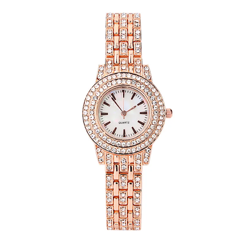 

2021 wholesale custom logo fashion luxury iced out ladies wristwatches Gold small wrist quartz watch for womens