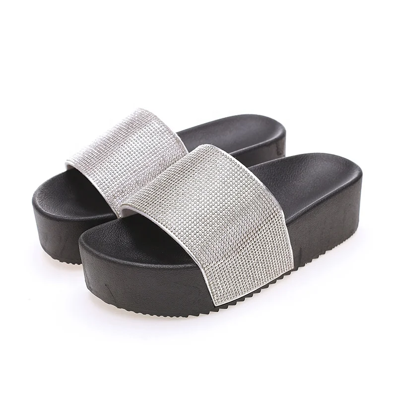 

Women's Summer Comfortable multicolor hot sale Pvc Slip-on shoes Outdoor Indoor Non-slip Slippers with diamond