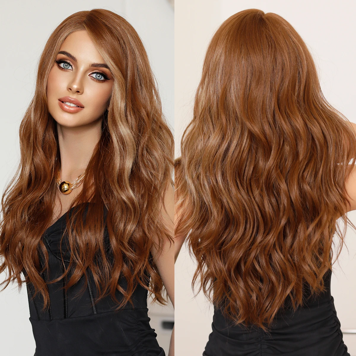 

Highlights Honey Blonde Lace Front Wigs Long Wavy Wigs for Women Curly Side Part Blonde Hair Natural Looking Synthetic Hair Wigs