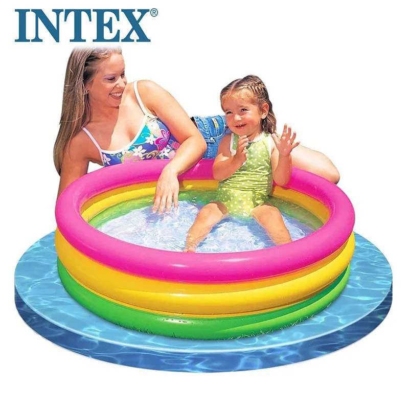 

Intex 58924 3-ring  Sunset Glow Baby Round Pool Inflatable Sunset Glow Kids Play Colorful Swimming Round Pool, As pic show