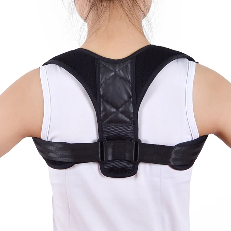 

Adjustable Upper Back Brace For Clavicle Support and Providing Pain Relief Neck Back Shoulder Comfortable Correct Belt, Black