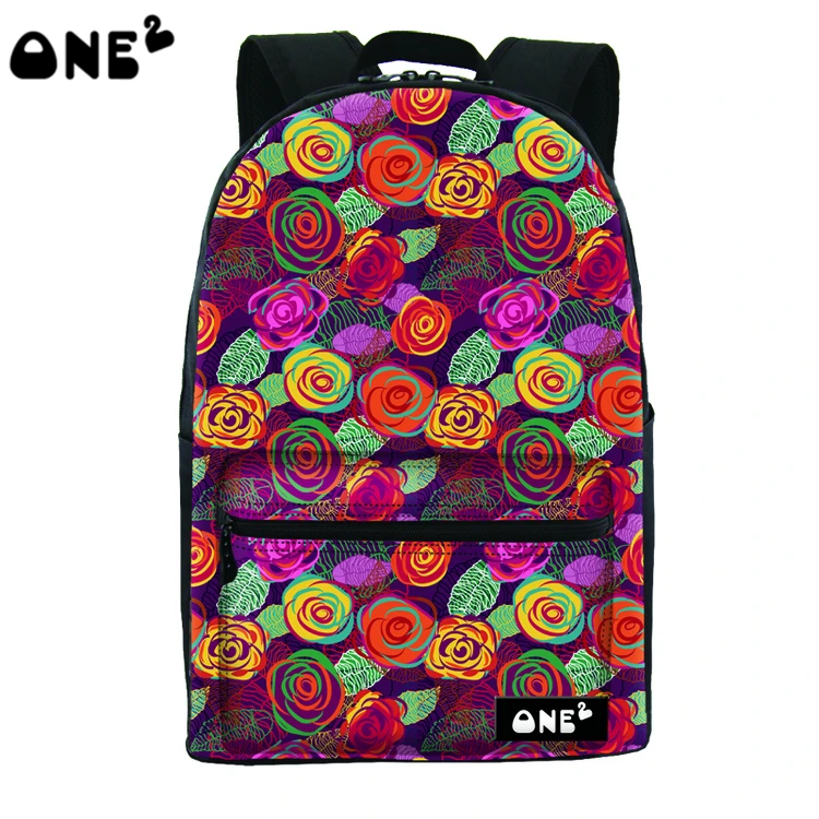 

ONE2 Design colorful flower outdoor women school trval backpack, Customized